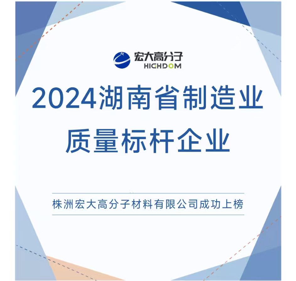 喜報|2024湖南省制造業質量標桿企業：宏大高分子再獲認證！